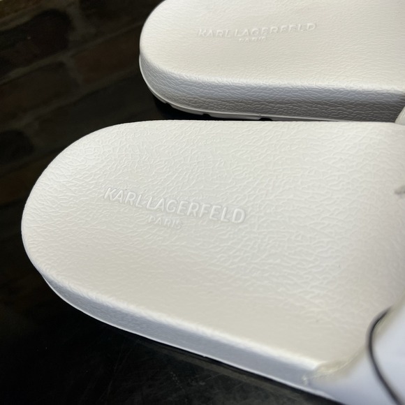 KARL LAGERFELD Paris Mens Size 11 Slip On Slides White Sandals - Picture 7 of 8